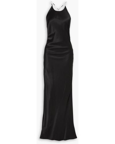 Michael Lo Sordo Georgia Open-back Crystal-embellished Silk-satin Maxi Dress - Black