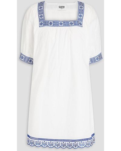 Claudie Pierlot Roxane Embroidered Cotton-mousseline Mini Dress - White