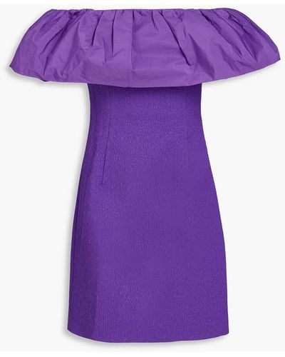 Rebecca Vallance Rumi Off-the-shoulder Taffeta-paneled Cloqué Mini Dress - Purple