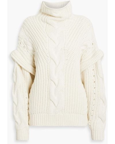 IRO Yris Cable-knit Wool-blend Turtleneck Sweater - White