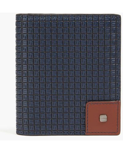 Serapian Embossed Leather Wallet - Blue