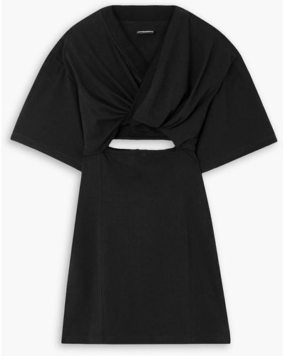 Jacquemus Bahia Twist-front Cutout Cotton-twill Mini Dress - Black