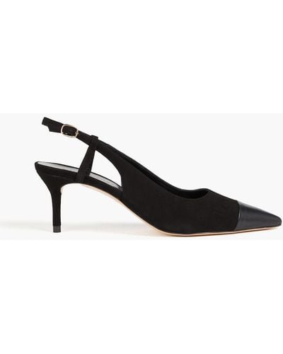 Claudie Pierlot Leather-trimmed Suede Slingback Court Shoes - Black