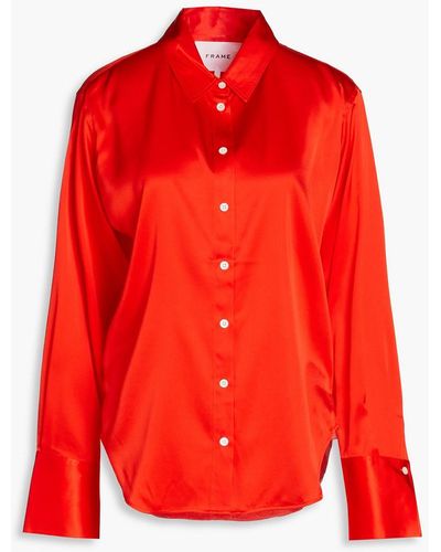 FRAME The Standard Stretch-silk Satin Shirt - Red