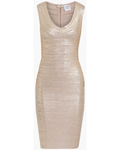Hervé Léger Kleid aus beschichteter bandage mit -effekt - Mettallic