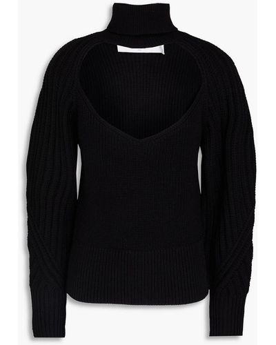 IRO Cutout Ribbed-knit Turtleneck Sweater - Black