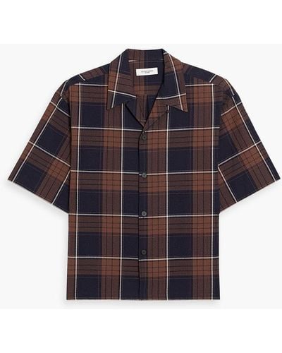 LE17SEPTEMBRE Checked Cotton-blend Seersucker Shirt - Brown