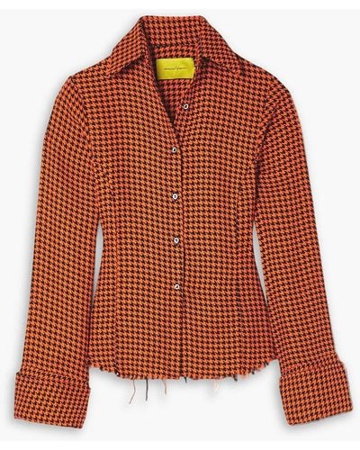 Marques'Almeida Frayed Houndstooth Cotton Shirt - Orange