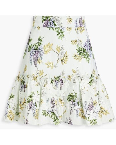 byTiMo Gathered Floral-print Linen And Cotton-blend Mini Skirt - White