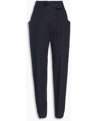 Isabel Marant Zilyae Pleated Cotton Tapered Pants - Blue