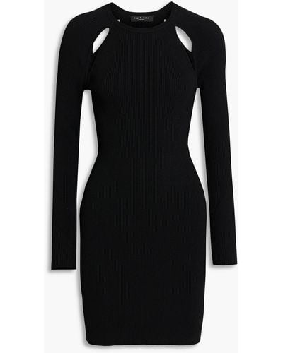 Rag & Bone Asher Cutout Ribbed-knit Mini Dress - Black