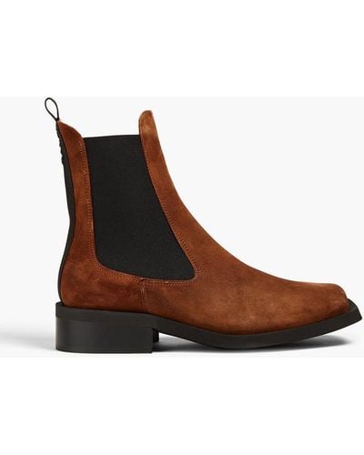 Ganni Chelsea-boots aus veloursleder - Braun