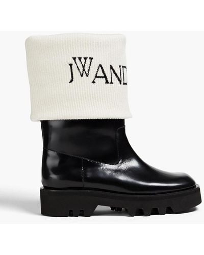 JW Anderson Fisherman ankle boots aus glanzleder und woll-jacquard - Weiß