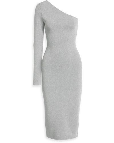 Victoria Beckham One-sleeve Stretch-knit Midi Dress - Gray