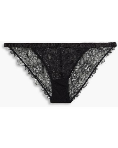 Love Stories Satin-trimmed Guipure Lace Low-rise Briefs - Black