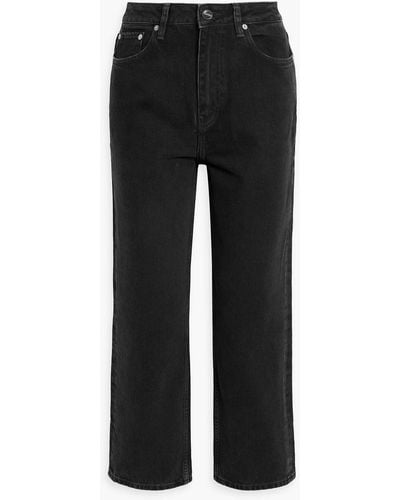 Ganni Cropped High-rise Straight-leg Jeans - Black