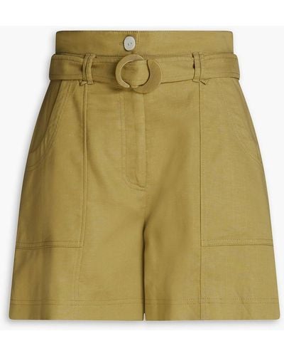 Jonathan Simkhai Belted And Linen-blend Shorts - Green