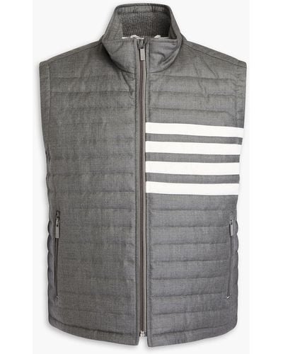 Thom Browne Quilted Striped Wool Down Vest - Grey