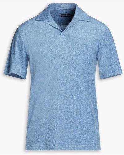 Frescobol Carioca Faustino Cotton, Lyocell And Linen-blend Terry Polo Shirt - Blue