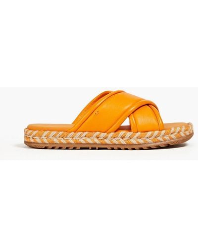 Tory Burch Textured-leather Slides - Orange