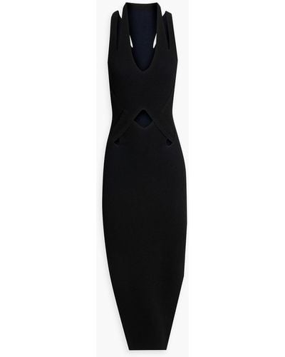 Dion Lee Cutout Ribbed-knit Halterneck Midi Dress - Black