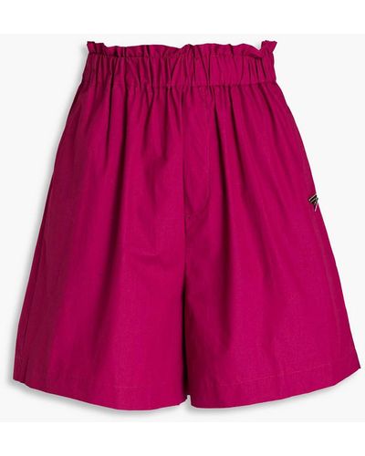 REMAIN Birger Christensen Camilia Appliquéd Organic Cotton-poplin Shorts - Pink