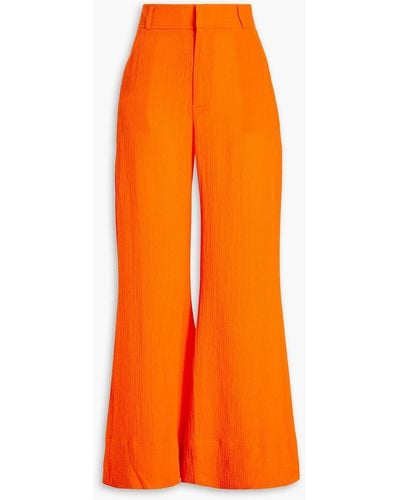 Solid & Striped The Roya Seersucker Flared Trousers - Orange