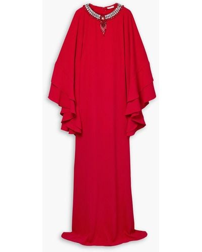 Reem Acra Embellished Crepe Gown - Red