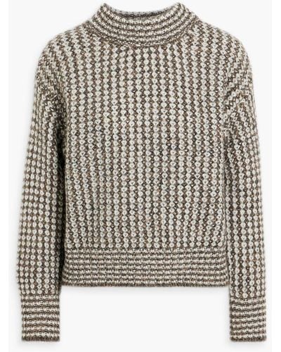 Iris & Ink Amy Jacquard-knit Merino Wool And Alpaca-blend Turtleneck Sweater - White