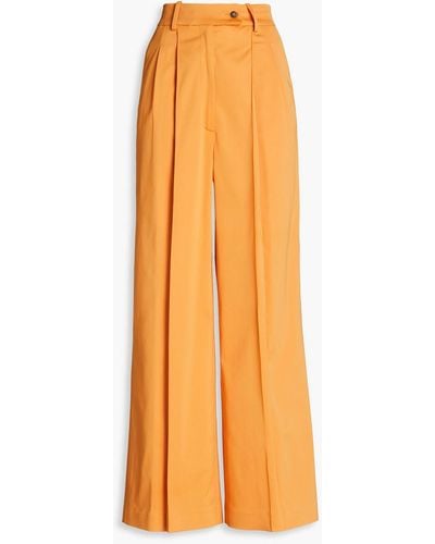 Loulou Studio Lehen Pleated Satin Wide-leg Trousers - Orange