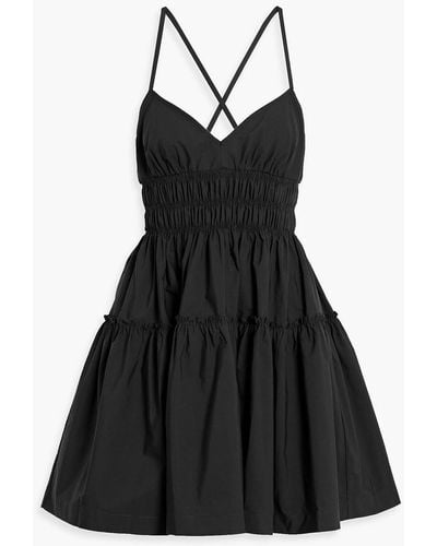 Three Graces London Mia Gathered Linen Mini Dress - Black