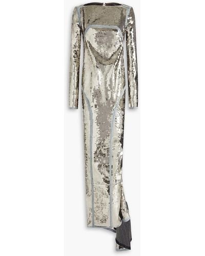 Rick Owens Sequined Denim Gown - White