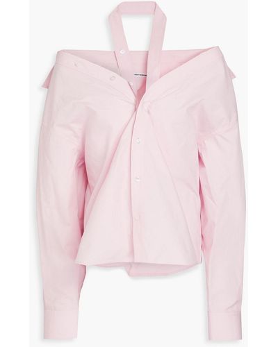 T By Alexander Wang Cutout Cotton-poplin Halterneck Shirt - Pink