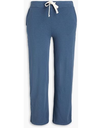 Monrow Cropped French-terry Track Pants - Blue