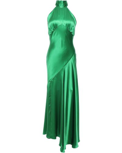 De La Vali Vivienne Asymmetric Silk-satin Midi Dress Green
