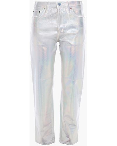 Acne Studios Iridescent Coated High-rise Straight-leg Jeans - White