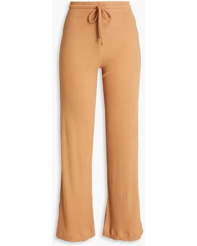 Leset Ribbed Jersey Wide-leg Trousers - Brown