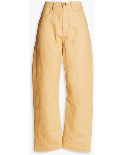 Jil Sander Cotton And Linen-blend Straight-leg Trousers - Natural