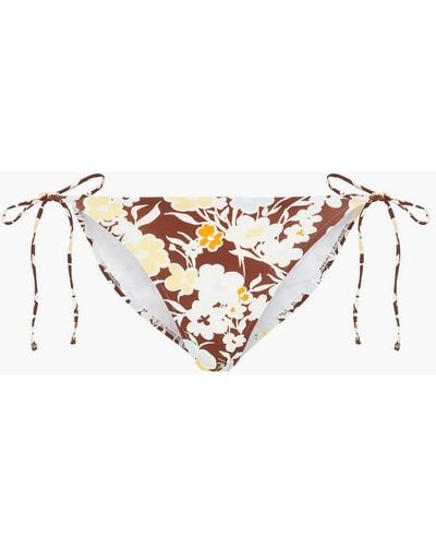 Tory Burch Floral-print Low-rise Bikini Briefs - Brown