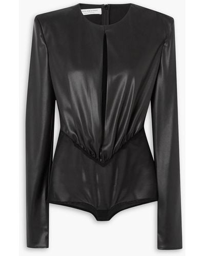 Philosophy Di Lorenzo Serafini Gathered Cutout Faux Stretch-leather Bodysuit - Black