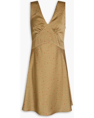 Victoria Beckham Printed Hammered-satin Mini Dress - Natural