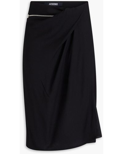 Jacquemus Bodri Draped Crepe Skirt - Black