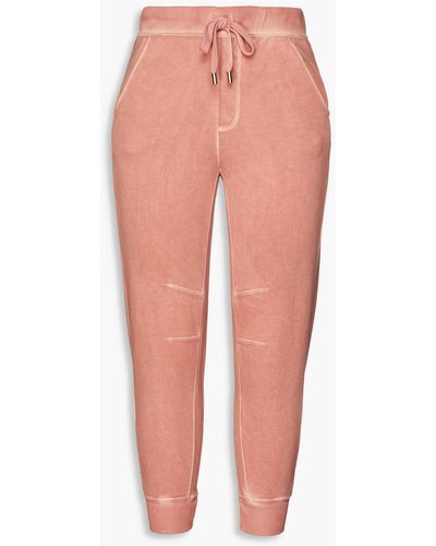 Veronica Beard Preslee French Pima Cotton-terry Track Pants - Pink