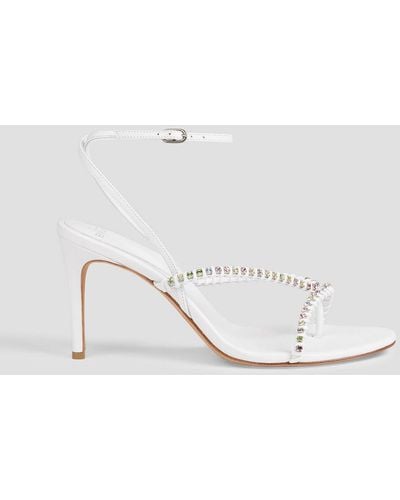 Alexandre Birman Eva Crystal 85 Embellished Leather Sandals - White