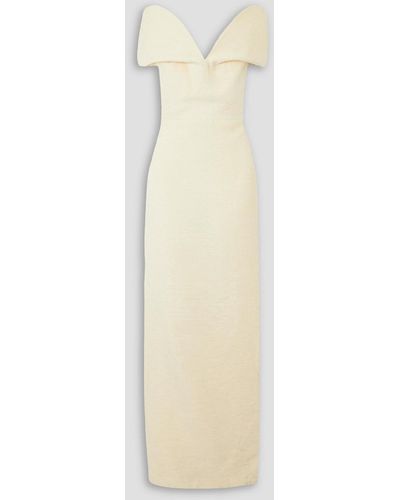 Brandon Maxwell Layla Off-the-shoulder Tweed Gown - White
