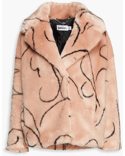 Jakke Rita Oversized Printed Faux Fur Jacket - Pink