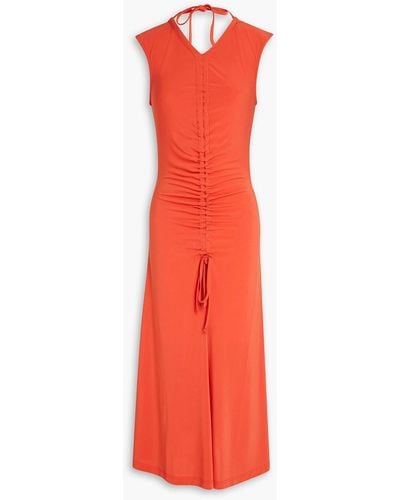 Paul Smith Flared Ruched Jersey Midi Dress