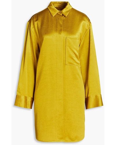 By Malene Birger Olisse Crinkled Satin-crepe Shirt Mini Dress - Yellow