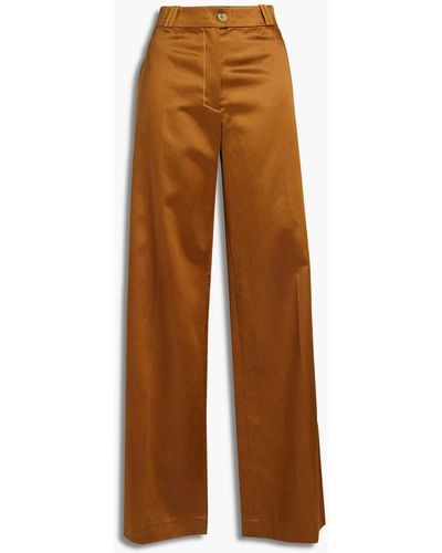 Acne Studios Cotton-blend Satin Wide-leg Pants - Yellow