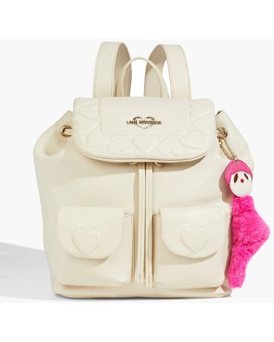 Love Moschino Embellished Quilted Faux Leather Backpack - Natural
